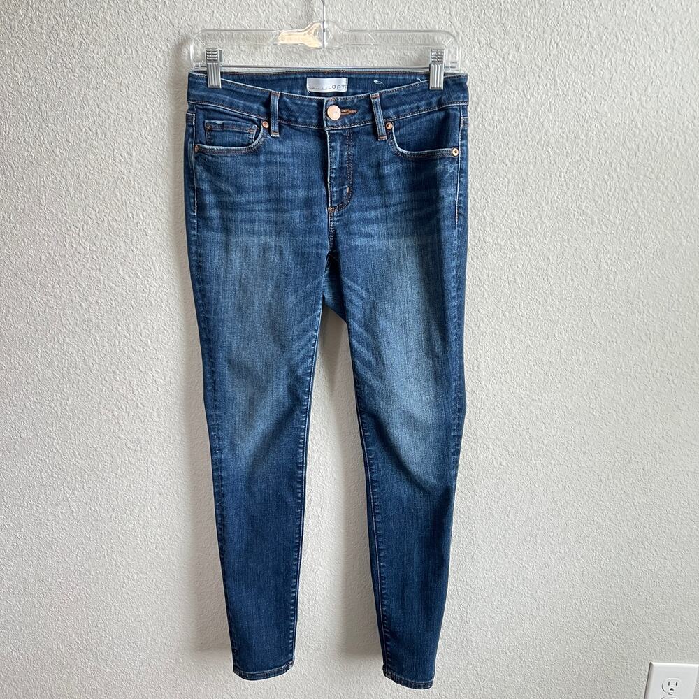 Loft Curvy Skinny Low Rise Jeans Women's 26/2 Medium Wash Stretch Denim